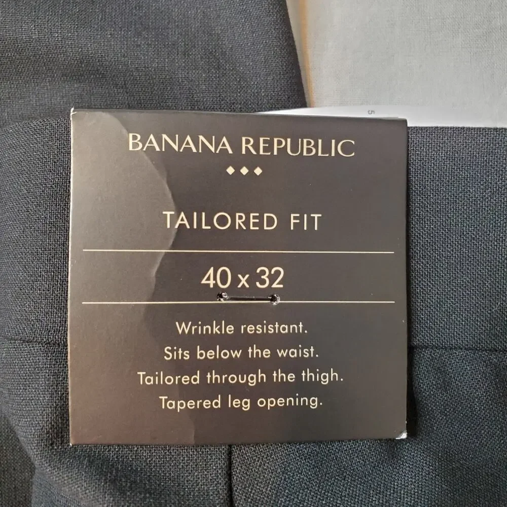 Banana Republic Men's Size 40X30 NWT Plain Weave Suit Trouser Black 616292